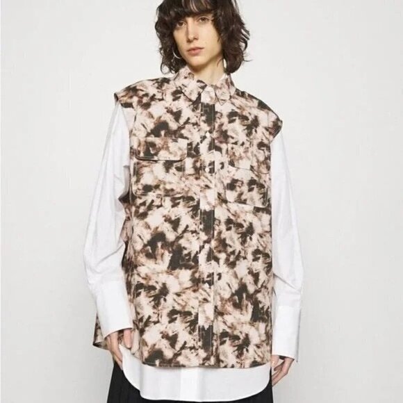 NWT SAMSOE SAMSOE SLEEVLESS OVERSIZED TEA SHIRT TOP - CAMO CLAY SIZE SMALL - Picture 2 of 7